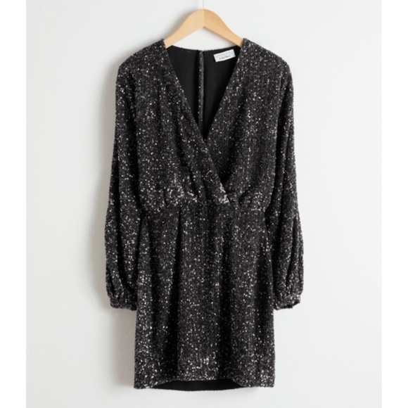 & Other Stories Sequin Wrap Mini Dress - Picture 10 of 11